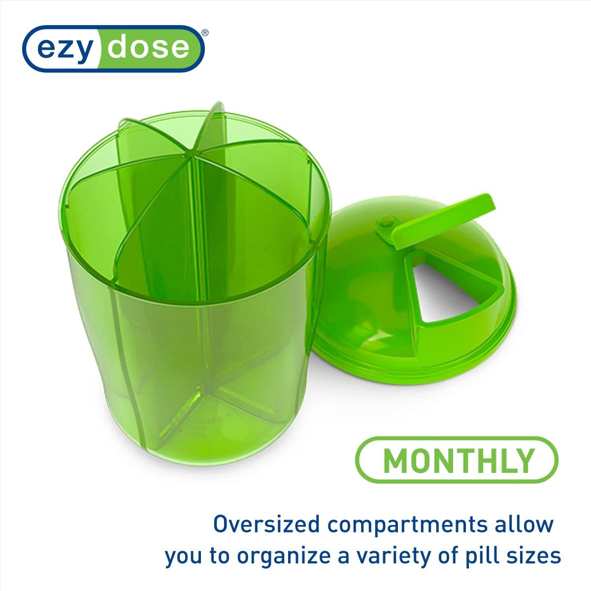 EZY DOSE Vitamin Organizer, 6 Large Compartments, 30-Day Vitamin and Medicine Storage, Keep Vitamins & Meds in Check, Easy to Us