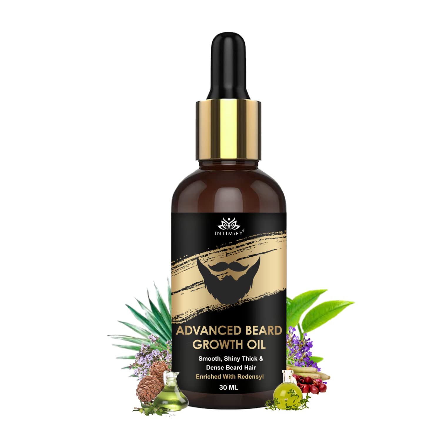 Intimify Beard Growth Oil | For Thicker & Longer Beard | Non Sticky And Non Greasy | All Beard Types | 30Ml