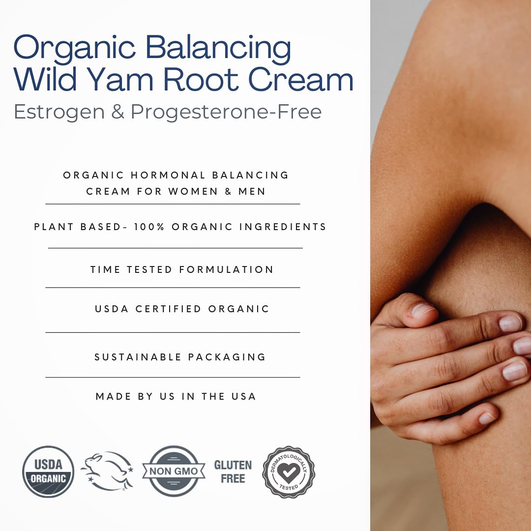 Indian Meadow Herbals Wild Yam Root Cream (4oz) - Organic Balancing Cream for PMS & Menopause Relief - Estrogen & Progesterone-F