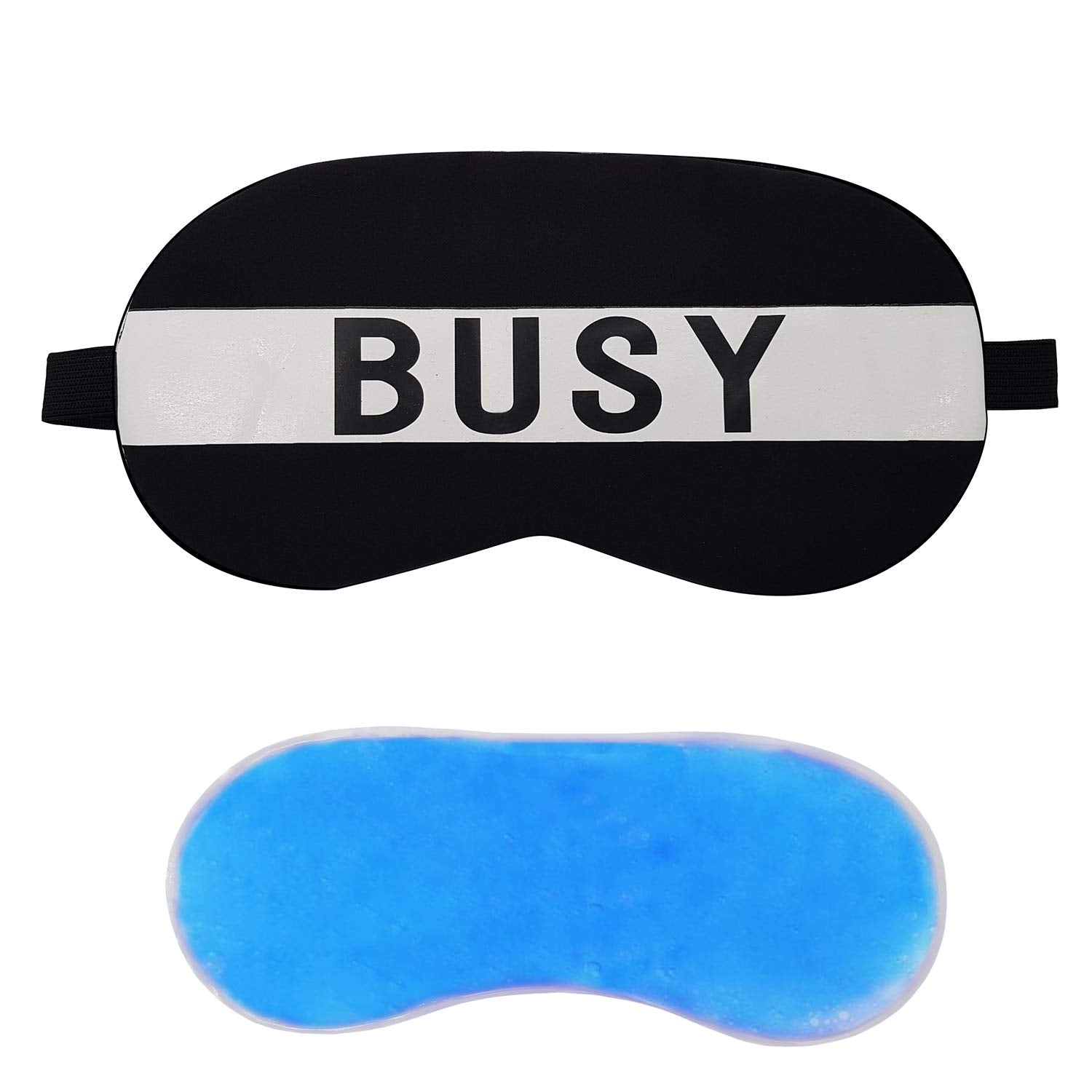 Jenna Polyester Cute Sleeping Eye Shade Mask Cover For Insomnia, Meditation, Puffy Eyes And Dark Circles Black With Gel