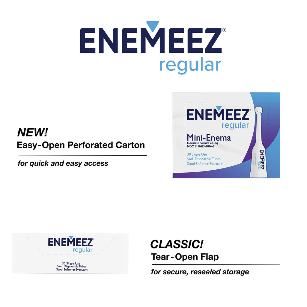 Enemeez Mini Enema, Constipation Fast Acting - Docusate Sodium Mini Enema 283mg, Stool Softeners, Constipation Relief, 30 Count