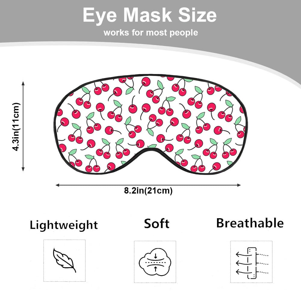 NOHSHE Red Cherries Eye Mask Sleeping Mask Lovely Ripe Cherry Sweet Fruit Sleep Masks Silky Soft Eye Cover for Women Men Shading