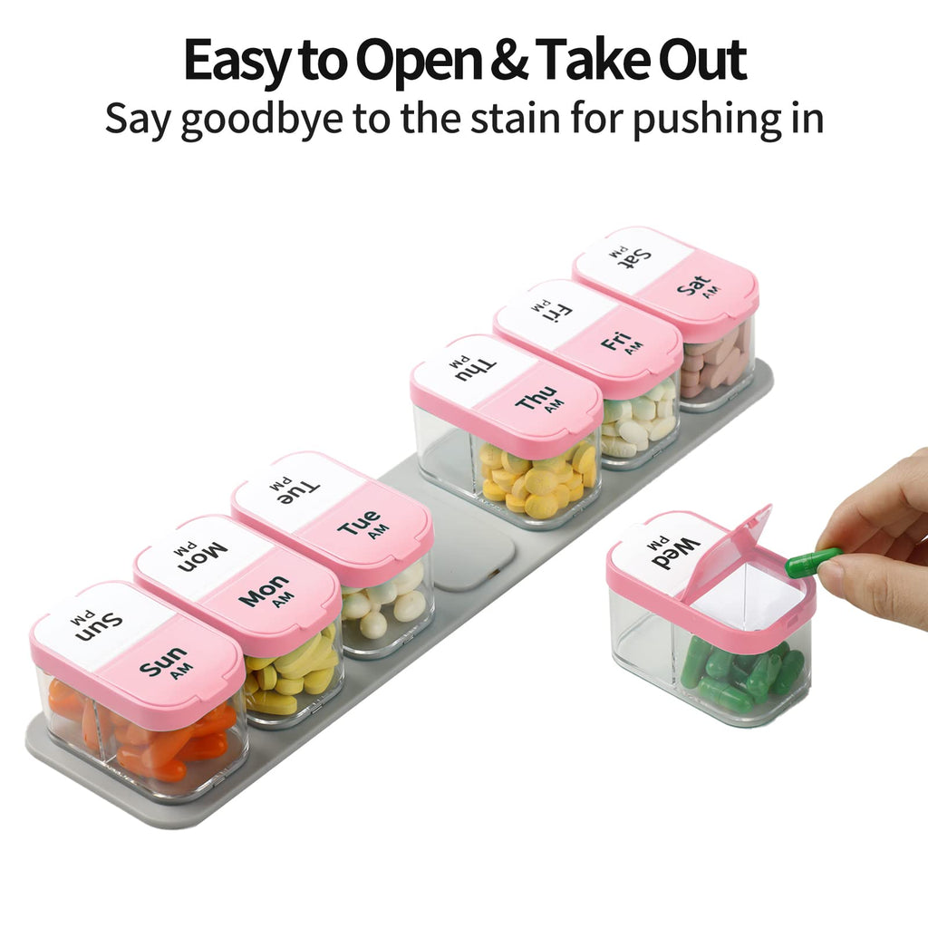Extra Large Pill Organizer Weekly, Smart XL Pill Organizer 2 Times a Day, Pill Box 7 Day Twice a Day, Pill Cases Organizers 7 Da