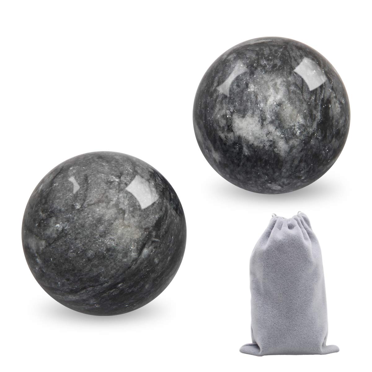 Coolrunner 2 Marble Dark Grey Baoding Balls Chinese Health Stress Relieve Hand Exercise Hand Massage Hand Balls