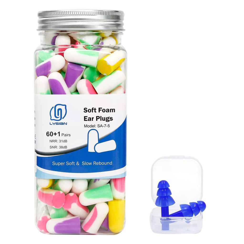 LYSIAN Ultra Soft Foam Earplugs for Sleep- Noise Cancelling Ear Plugs for Sleeping, Shooting,Snoring, Mowing Sound Reduction 38d