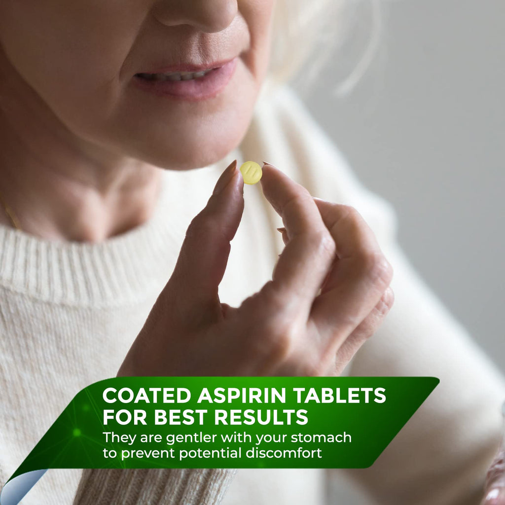 Pure Low Dose Baby Aspirin 81mg for Adults, 300 Count Enteric Coated Aspirin Tablets for Men and Women, Safe Relief for Symtoms