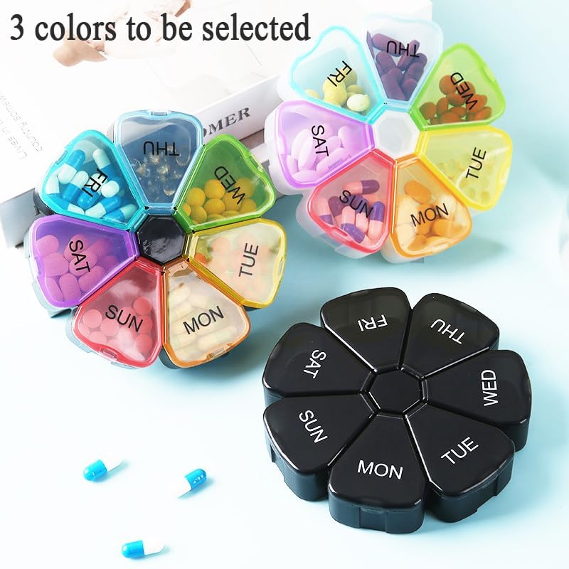 Wopanxye Weekly Pill Organizer, Travel Size 7 Day Pill Box Case with Spring Open Design, Portable Daily Large Compartment Meds C