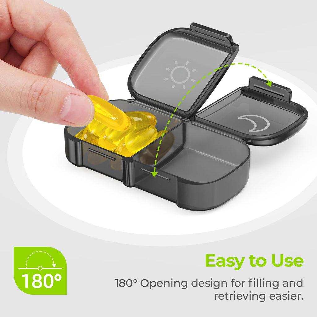 AUVON XL Weekly Pill Organizer 2 Times a Day, AM PM Pill Case with One-Side Large Opening for Easy to Use, Pill Box 7 Day Travel