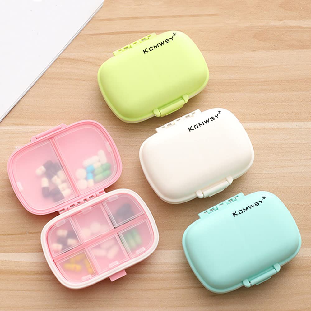 Kcmwsy Travel Pill Organizer Small Pill Box Portable Daily 8 Compartment Pill Case for Purse Pocket Medicine Vitamin Holder Cont