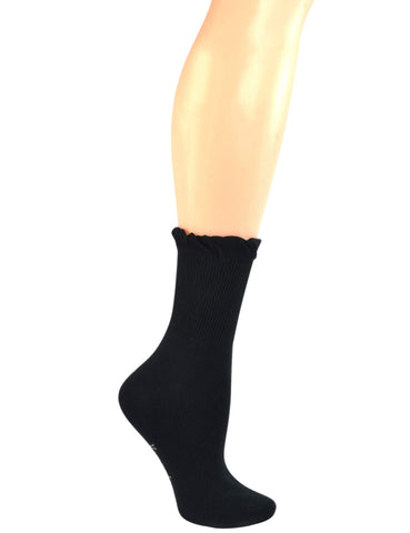 Yomandamor Women's Non-binding Lace Crew Diabetic Dress Socks with Seamless Toe,4 Pairs