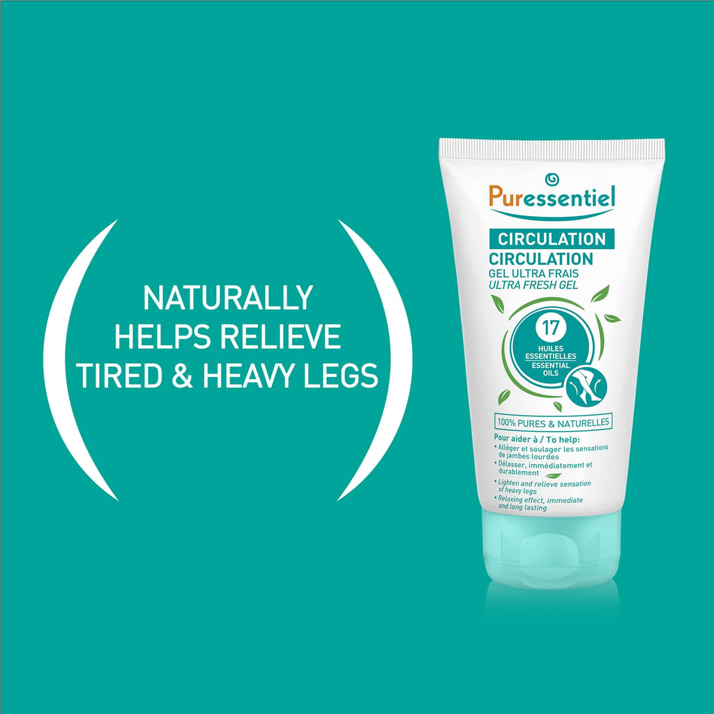 Puressentiel Soothing Gel for Tired Feet, Ankles, Legs - Aromatherapy Lotion with 17 Essential Oils for Body and Skin - Instant,