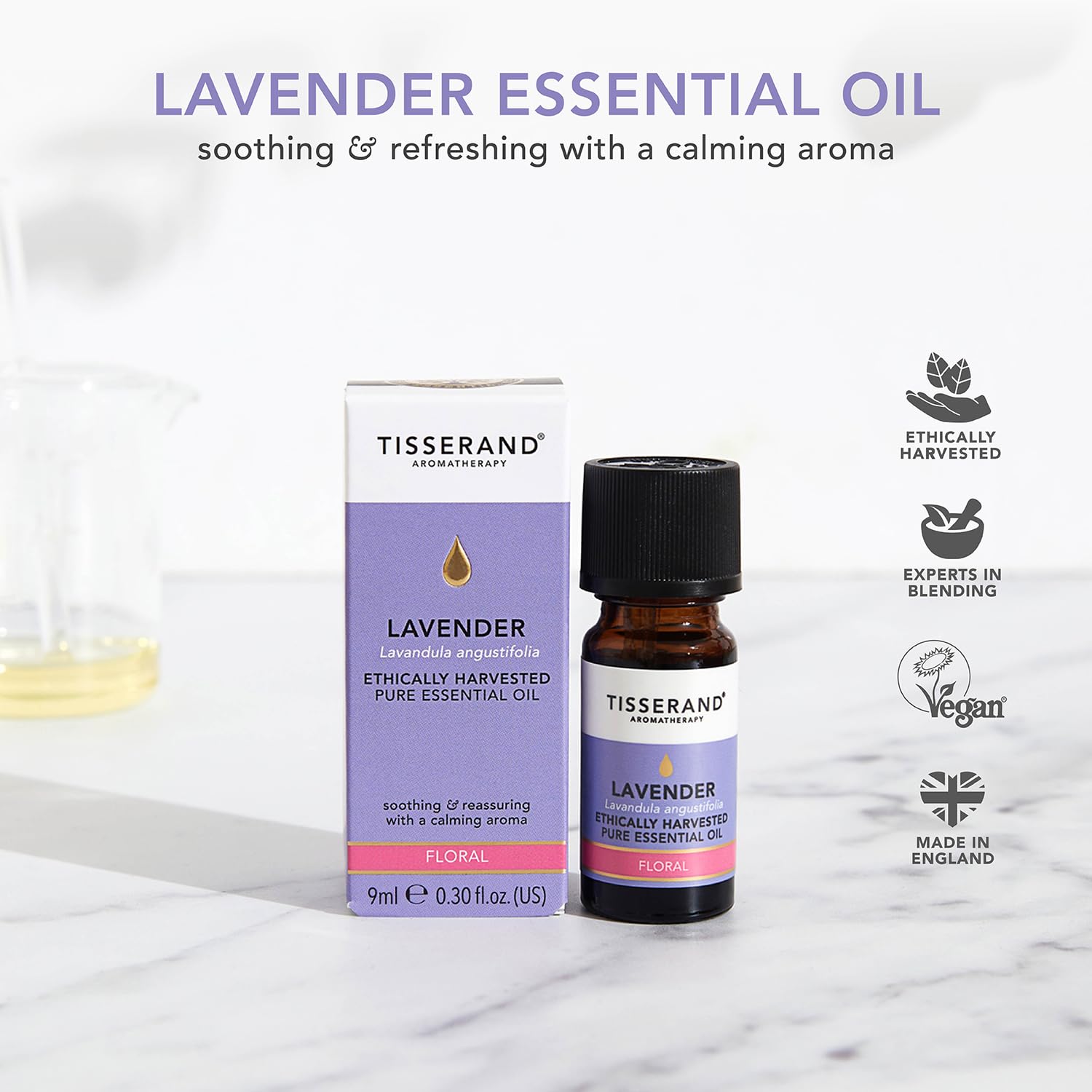 Tisserand Pure Essential Oil, Lavender, 0.32 Ounce
