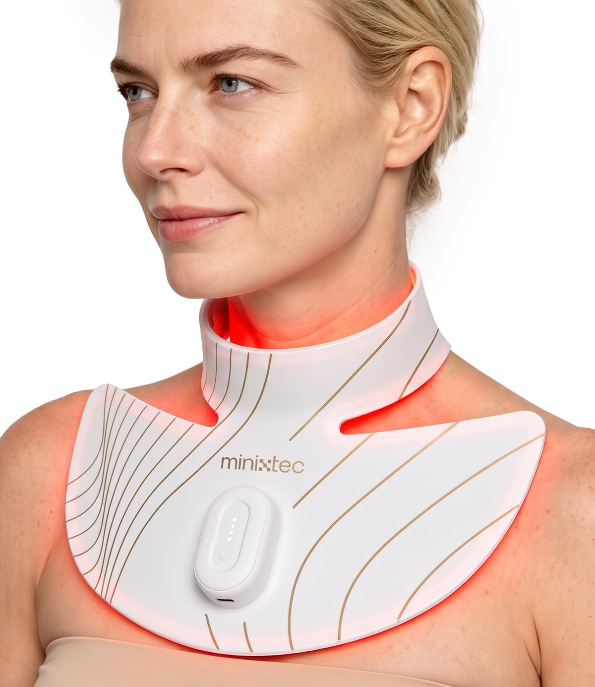 Wireless LED Red Light Therapy for Neck, Chest & Back  850nm NIR | 4 Light Modes, SalonLevel Light Power, Visible Results in 4