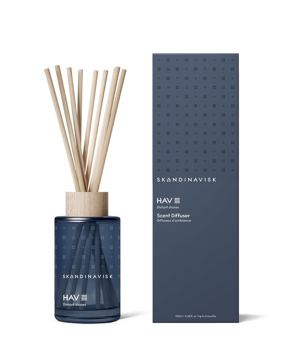 Skandinavisk HAV Sea Scent Diffuser with 8 Scents, Lasts +3 Months, Scent Notes: Salt Spray and Sea Kelp, Hawthorn and Beach R