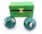 JapanBargain 3298, Chinese Baoding Balls Hand Exercise Therapy Balls Stress Reliefe Balls, Taichi Pattern, Green Color