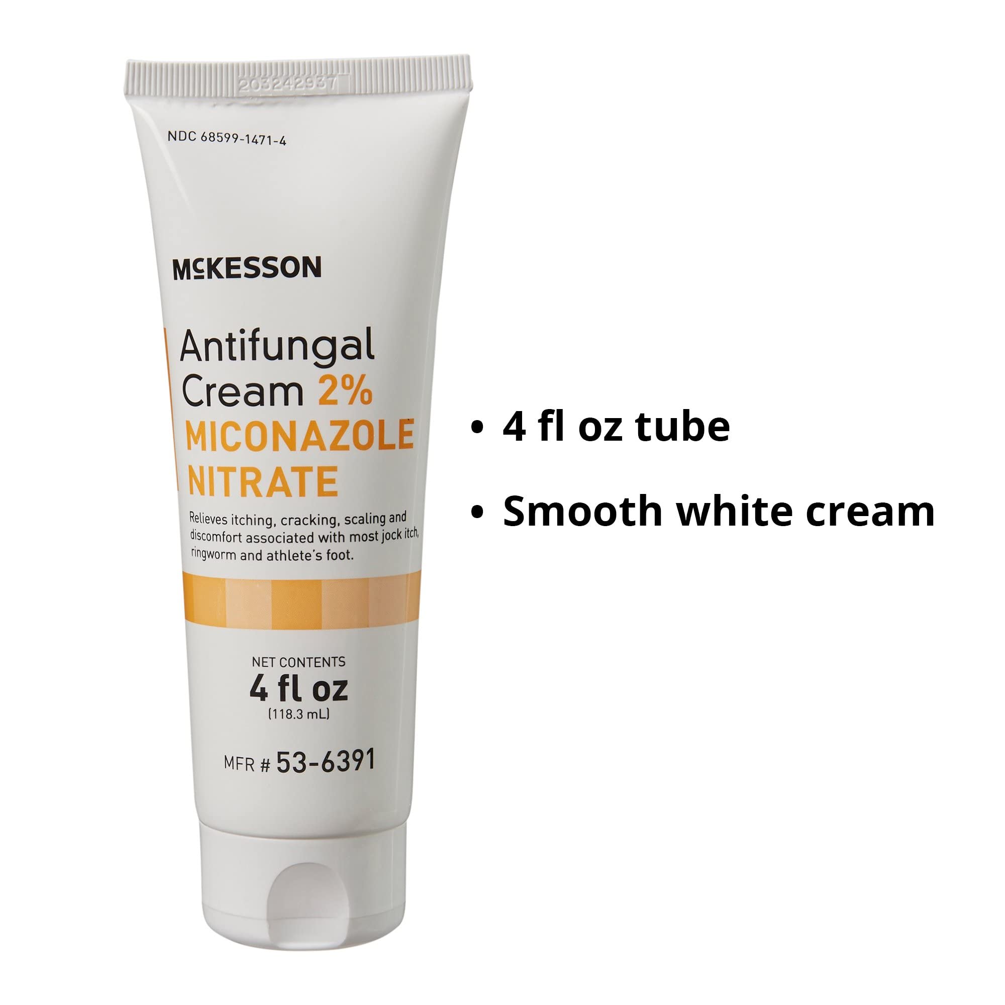 McKesson Antifungal Cream, 2% Miconazole Nitrate - Relieves Itching, Burning, Cracking from Jock Itch, Ringworm and Athlete Foot