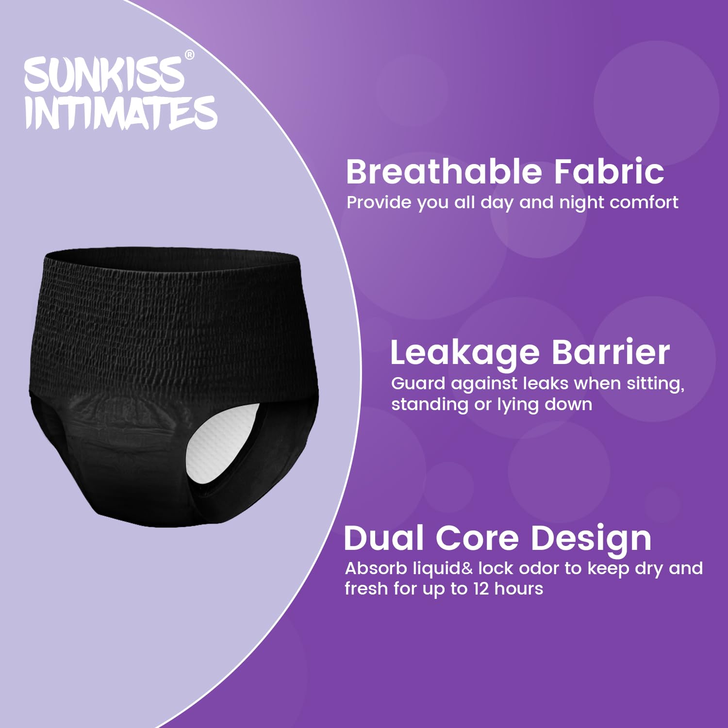 SUNKISS INTIMATES Disposable Period Underwear for Women with Heavy Flow, Unscented Postpartum Essentials, White, Large, 10 Count
