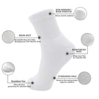 LIN PERFORMANCE Ankle Diabetic Socks for Women and Men Non-Binding Top Cushion Sole Moisture Wicking, 4 Pairs (9-11, White)