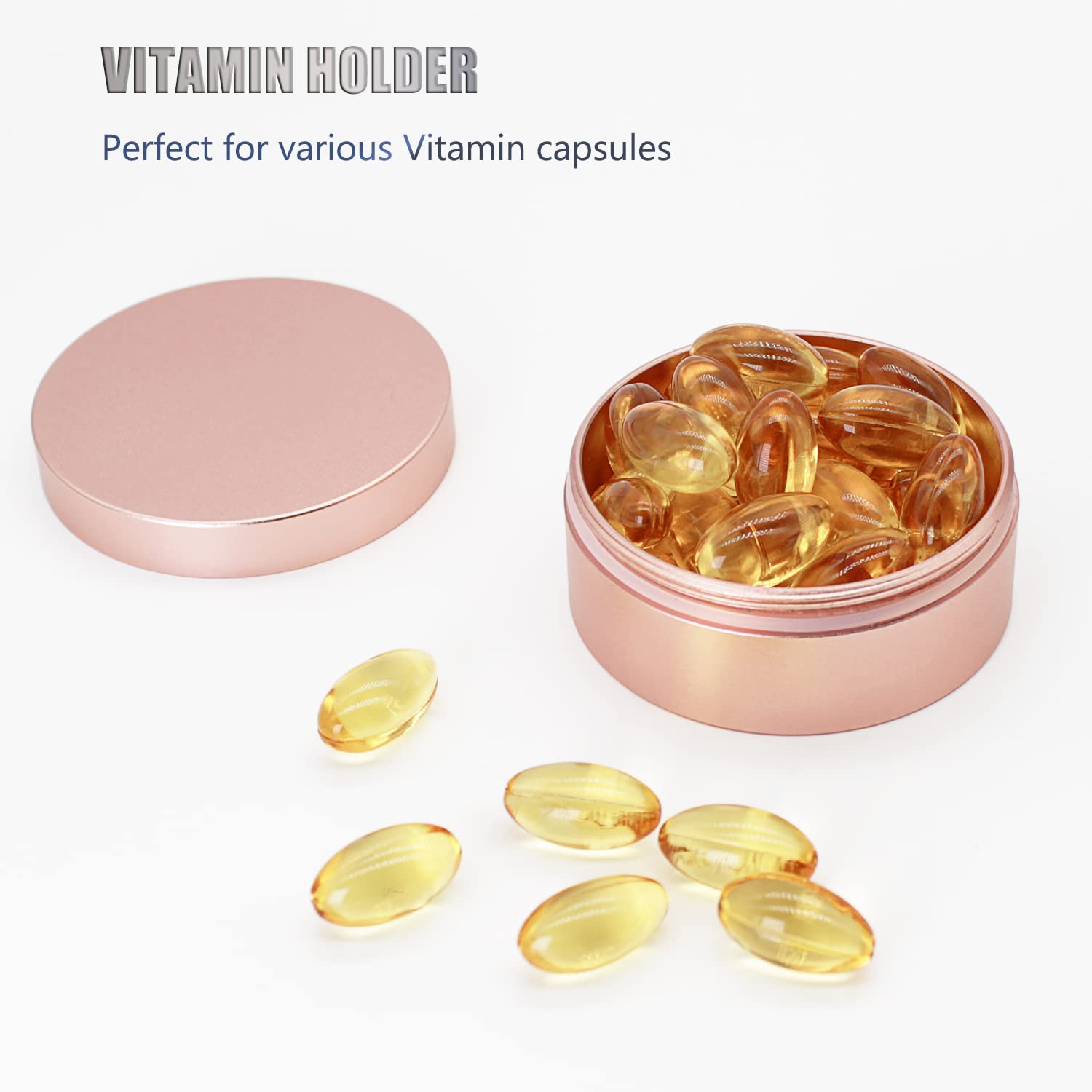 PPFISH EDC Portable Daily Pill Case, Heavy Duty Aluminium Alloy Round Pill Box, Waterproof Travel Pill Organizer, Pocket Purse M