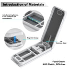 JEINAPA Pill Cutter with Auto Centering Device, Aluminum Pill Splitter with 316L Stainless Blade, Genuine Leather Case, Professi