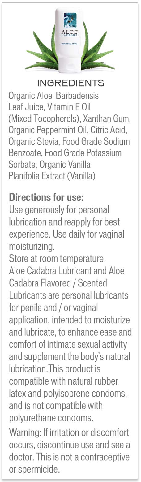 Aloe Cadabra Natural Lubricant Organic Assorted Flavored Water Based Lube Bundle for Her, Him & Couples: 1 Each - Strawberry, Ch