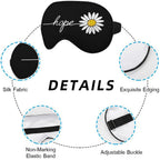 NOHSHE Hope Daisy Silk Eye Mask Sleep Mask Chamomile Flower Rose Sunflower White Black Eye Mask with Adjustable Strap Lightweigh
