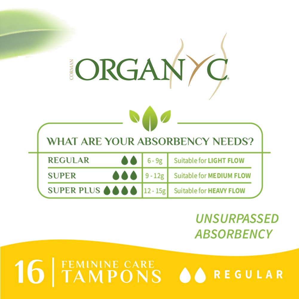 Organyc 100% Certified Organic Cotton Tampons, Plant-Based Eco-Applicator, Regular Flow, 16 Count(Pack of 1)