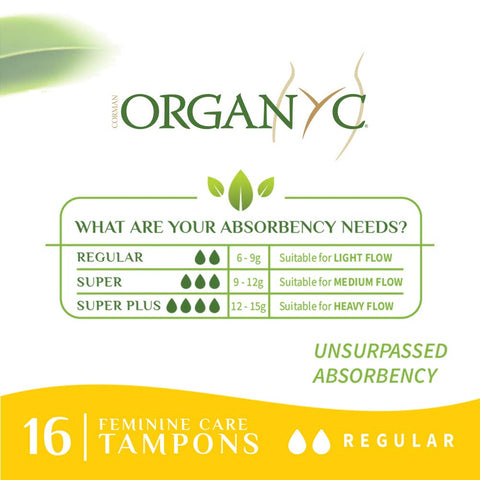 Organyc 100% Certified Organic Cotton Tampons, Plant-Based Eco-Applicator, Regular Flow, 16 Count(Pack of 1)
