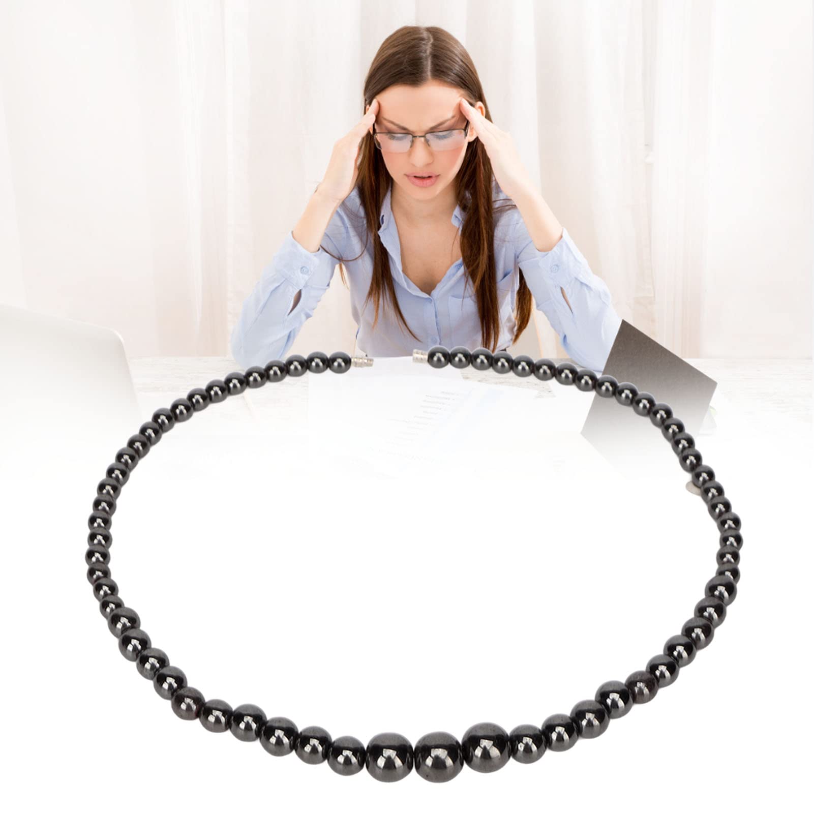 ZJchao Terahertz Beaded Necklace for Men Women, Fashionable Purify Fatigue Relief Necklace for Work