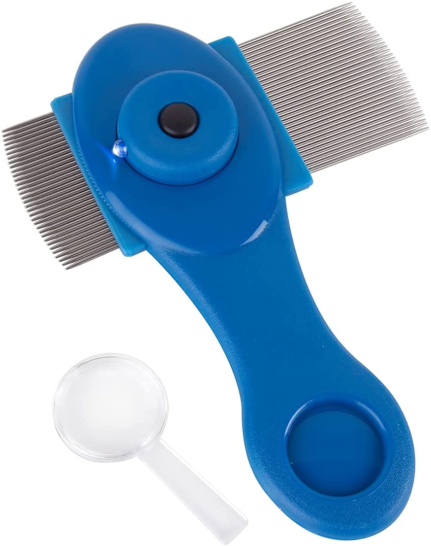 EZY DOSE Kids Lice and Eggs Comb, Hair Care for Baby, Toddler, Adult, Includes Light, Magnifying Glass, Stainless Steel Pin Teet