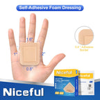 Niceful 10 Count Silicone Foam Dressing 1.6 x 2, Wound Dressing for Minor Surgical Incisions, Abrasions, Absorbent Silicone Band