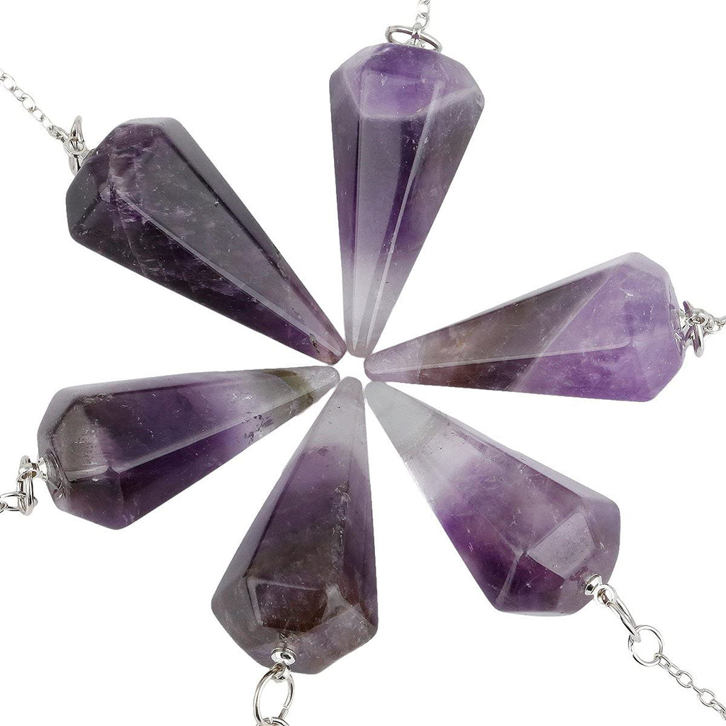 mookaitedecor Amethyst Healing Crystals Set, 7 Chakra Bracelet, Palm Stones, Pendulum, Pocket Guardian Angel, Pyramid Meditation