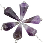 mookaitedecor Amethyst Healing Crystals Set, 7 Chakra Bracelet, Palm Stones, Pendulum, Pocket Guardian Angel, Pyramid Meditation