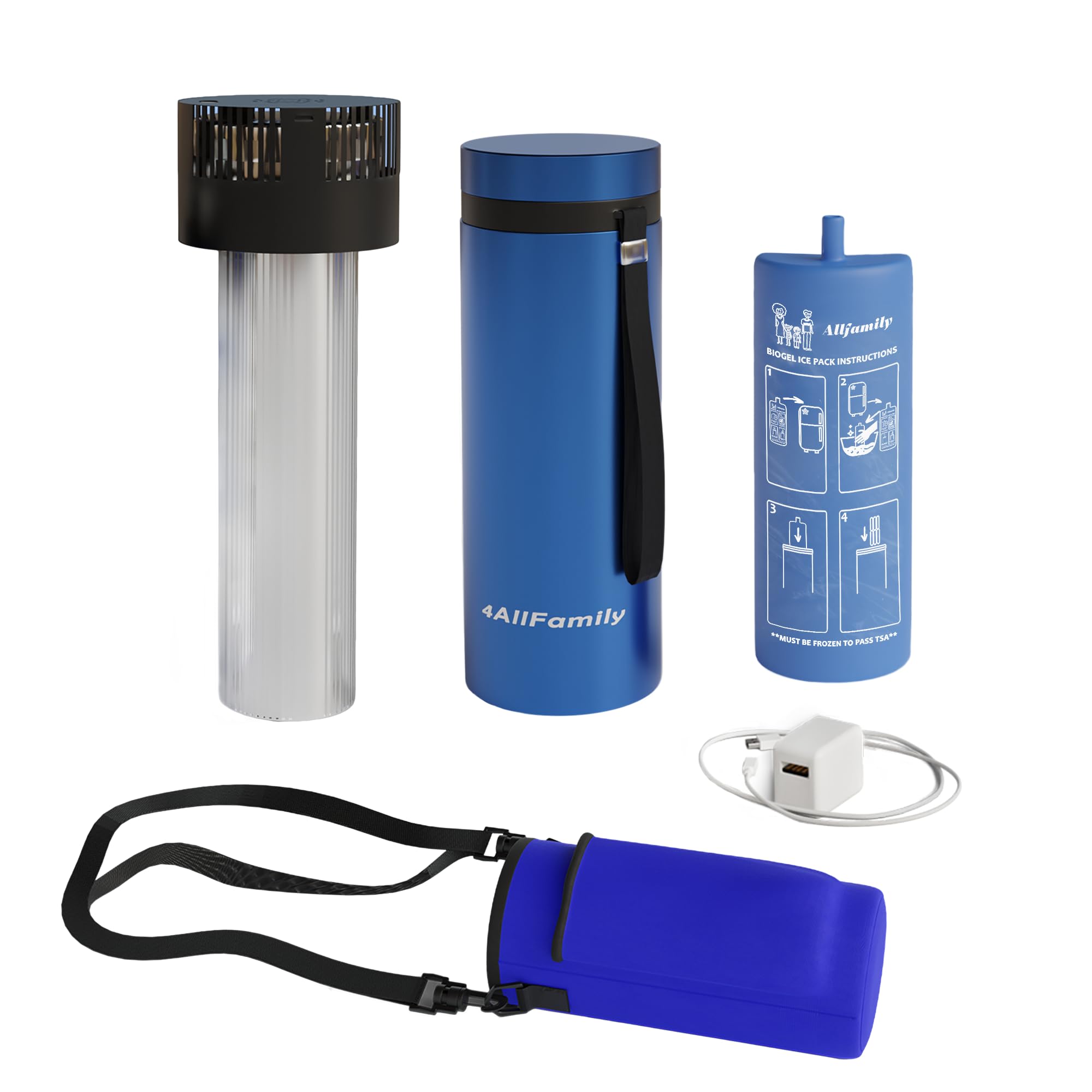 4ALLFAMILY VOYAGER MINI AUTO Shut Off USB TSA Medication Cooler Travel Case Keeps Fridge Temp 36F-46F + Biogel Ice Pack |Perfect