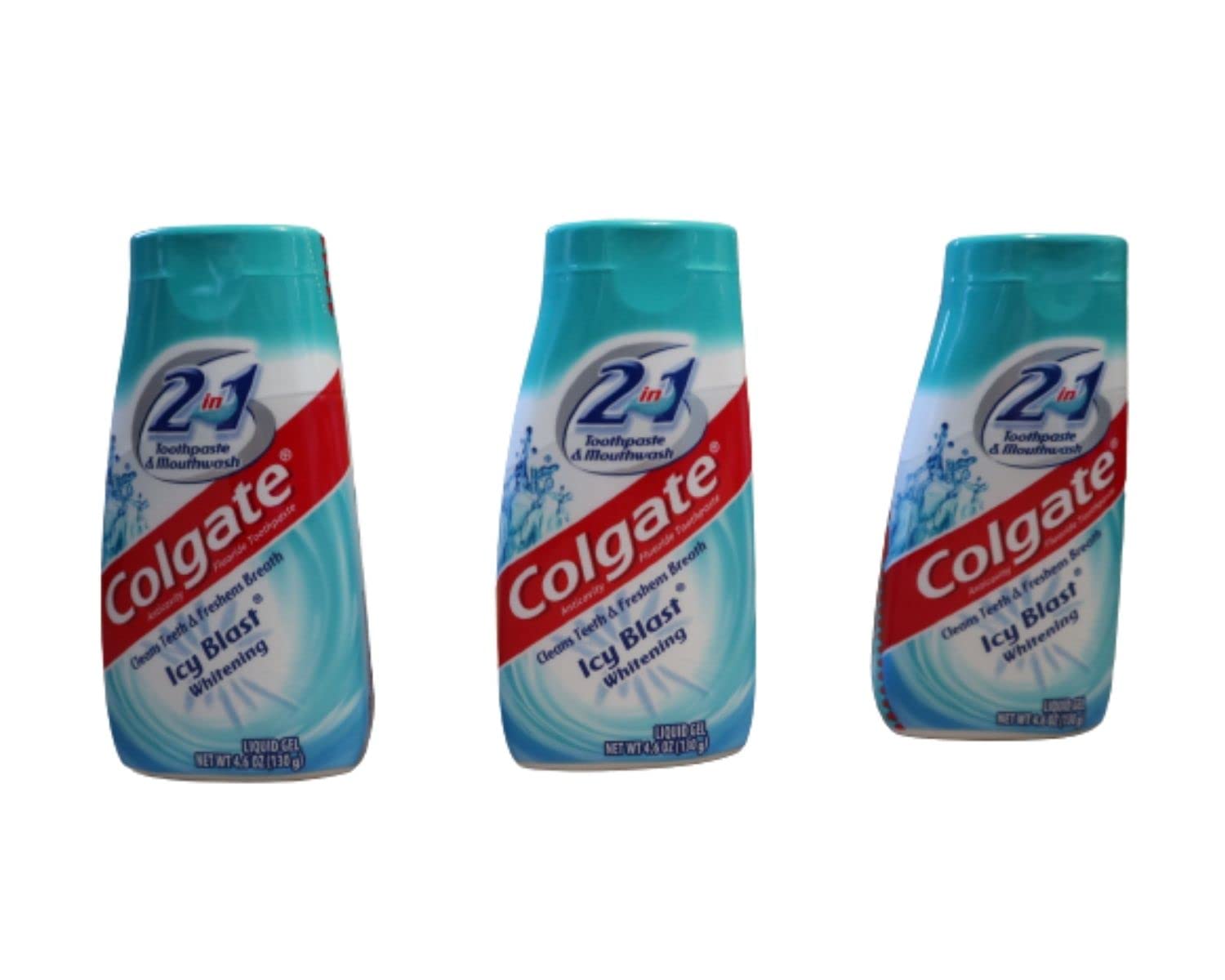 Colgate 2-in-1 Toothpaste and Mouthwash, Whitening, Icy Blast 4.60 oz (Pack of 3)