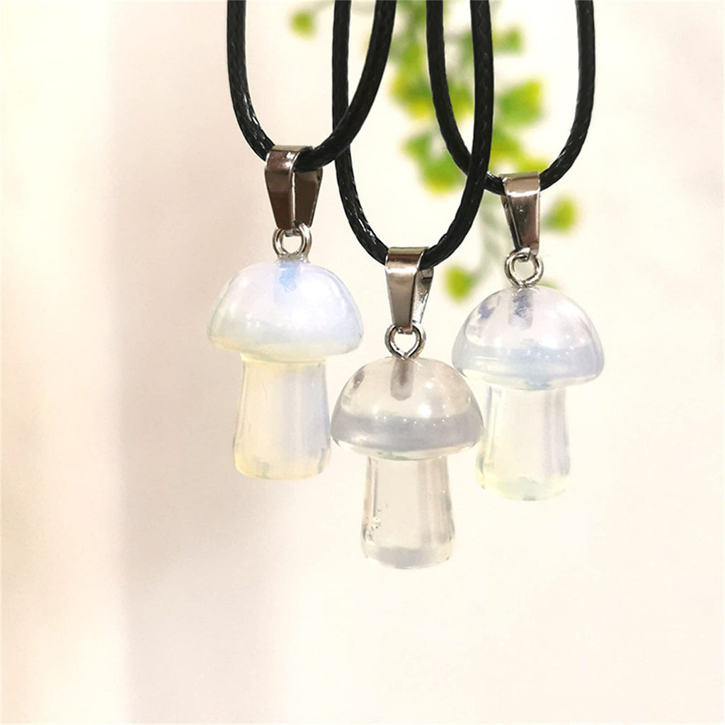 Dreuyet Mushroom Crystal Necklace Mushroom Pendant Necklace Natural Stone Crystal Pendant Necklace for Women Christmas Valentine