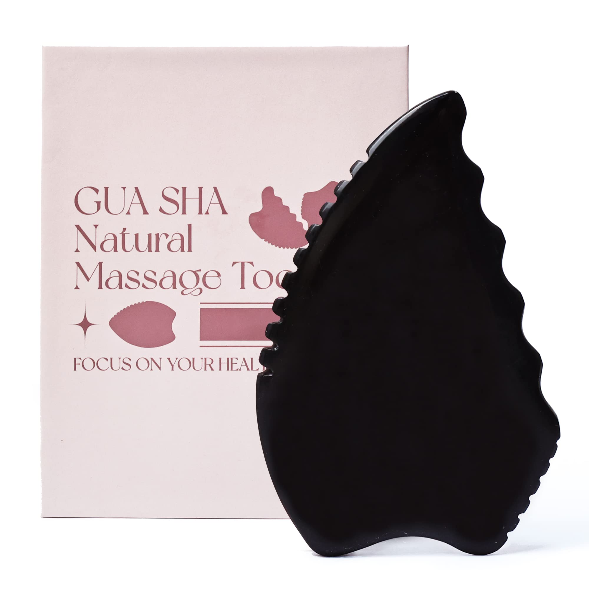 tophld Gua Sha Facial Tools, Natural Bian Stone Gua Sha Jade Massage Tool, Body Gua Sha Stone with Comb, Large GuaSha Set for Tr
