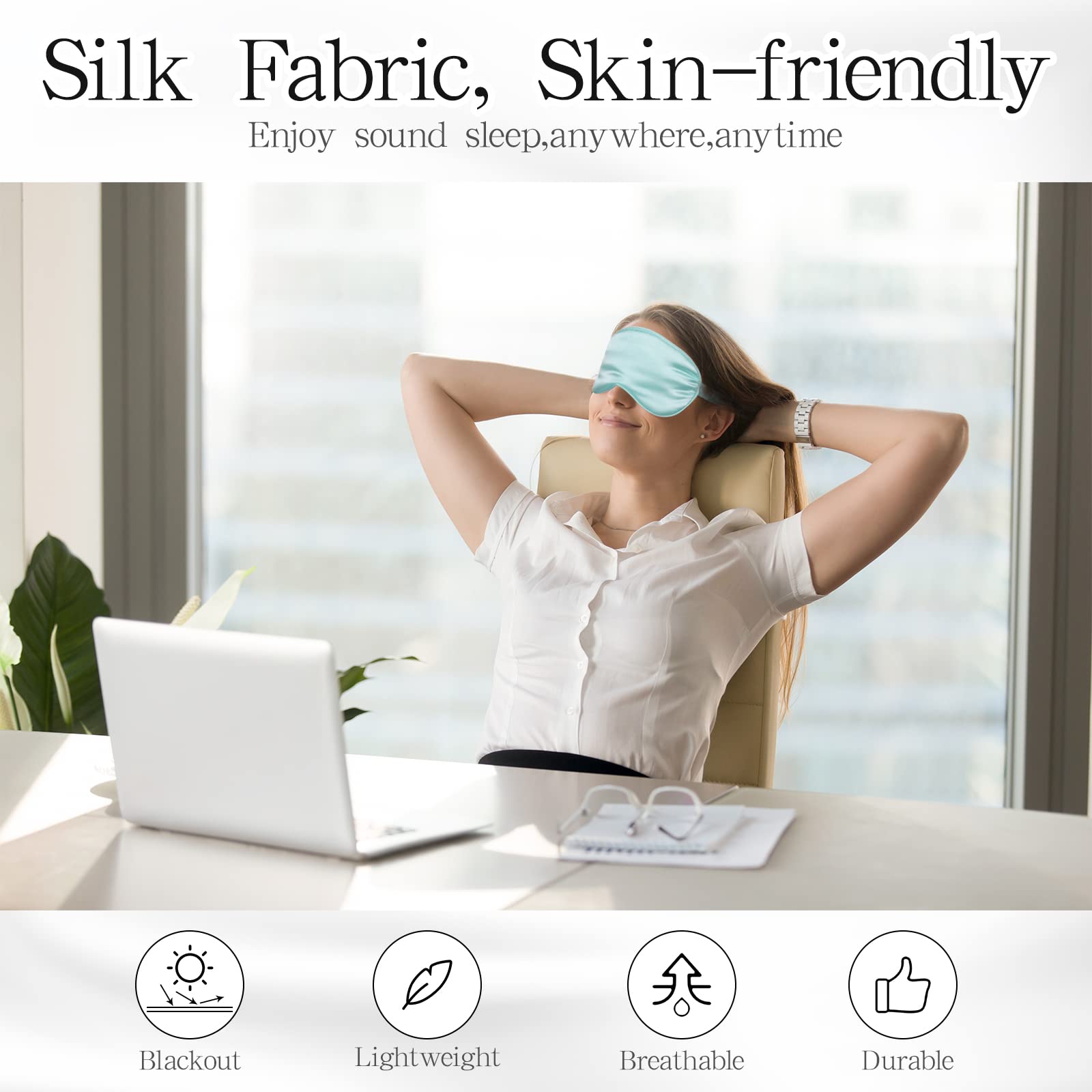 Coume Silk Sleep Mask Eye Coverings for Sleeping Smooth Soft Eye Covers Mask with Elastic Strap for Sleeping Blocking Lights Tra