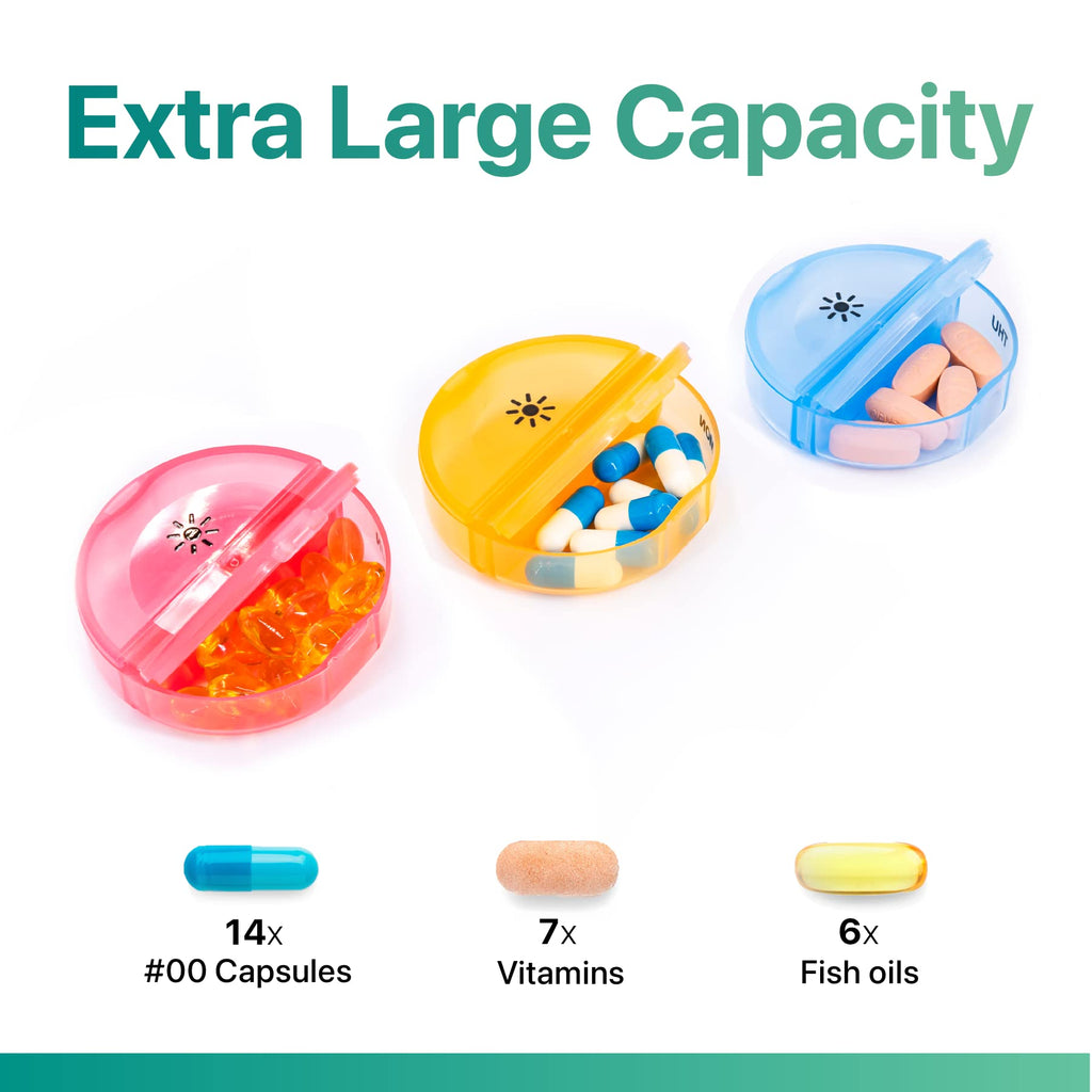 Sukuos Large Weekly Pill Organizer 2 Times a Day, Daily Pill Box 7 Day Easy to Open with Double Protection, AM PM Pill Case for