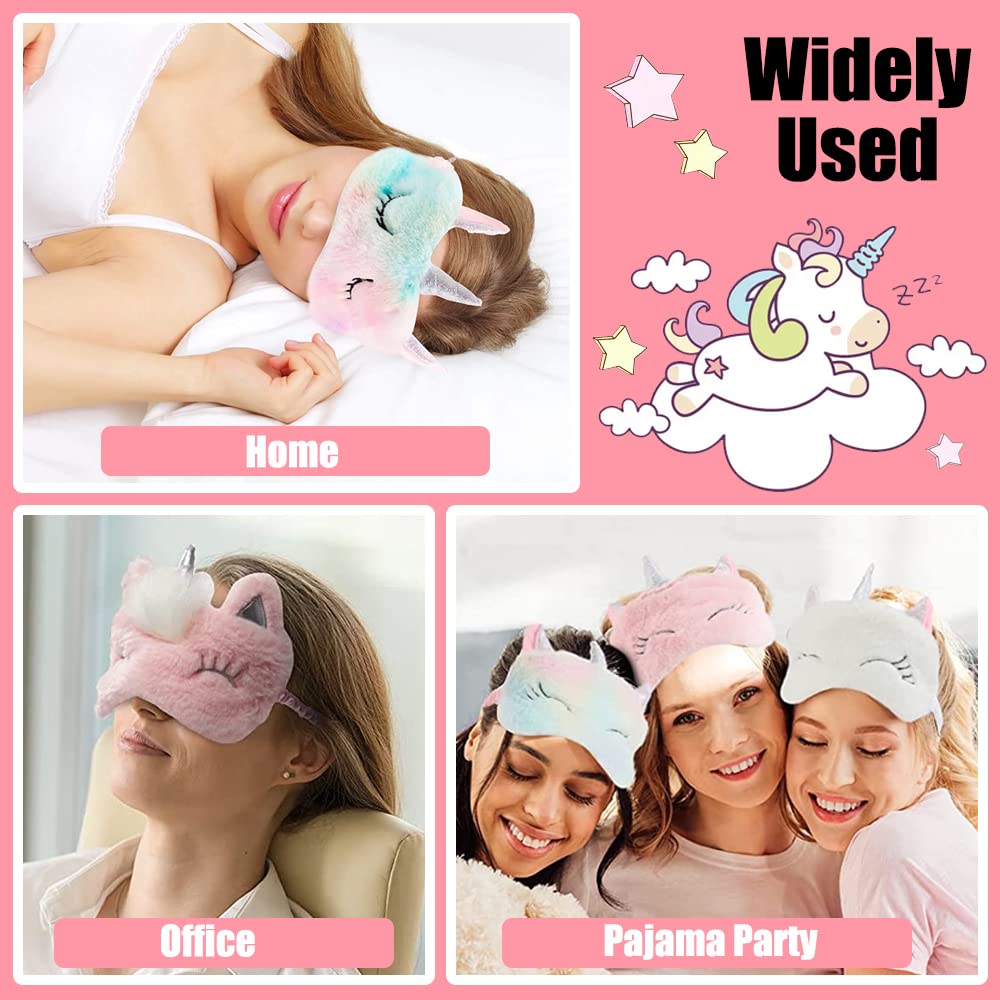 2 Pcs Cute Sleep Mask Cute Animal Sleep Mask Soft Plush Blindfold Eye Covers for Women Girls Kids