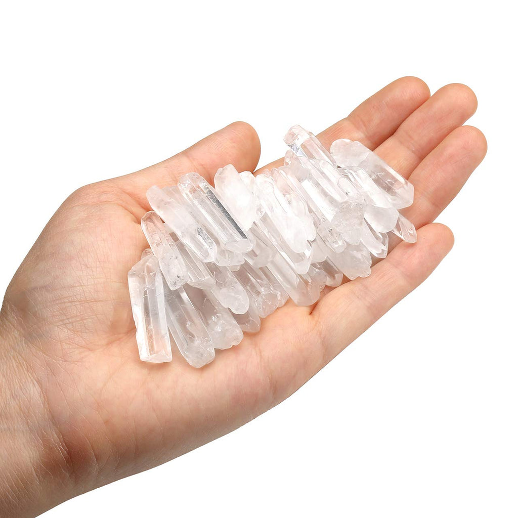 Top Plaza 0.44lb Bulk Irregular Shape Polished Clear Quartz Crystal Points 0.59-1.57'' Natural Tumbled Stones for Decor Reiki Cr