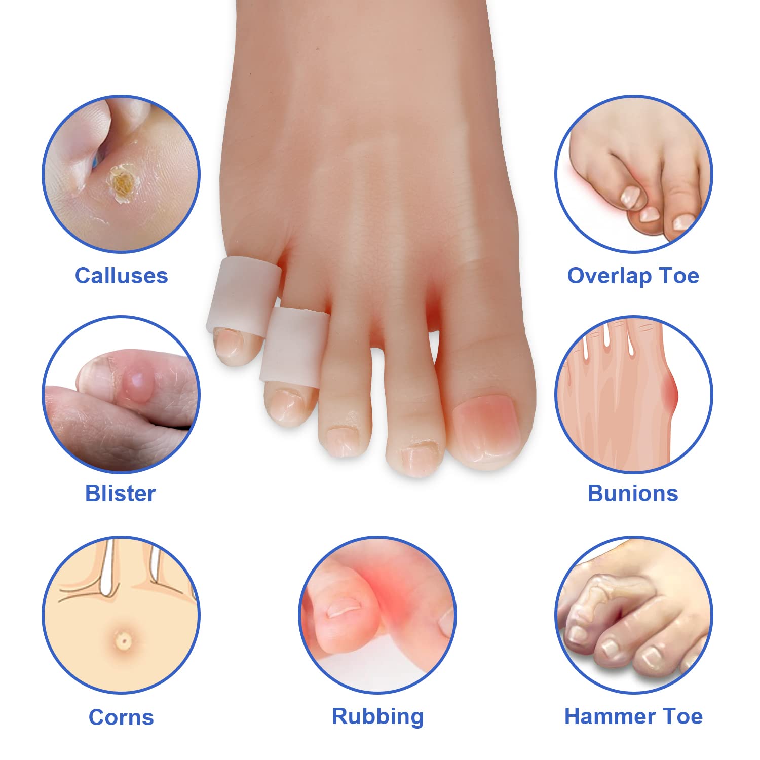 Winiyou Silicone Small Toe Protectors Caps for Baby, Kids, Women and Men, 14 Pieces of Breathable Pinky Toe Covers for Corns, Bl