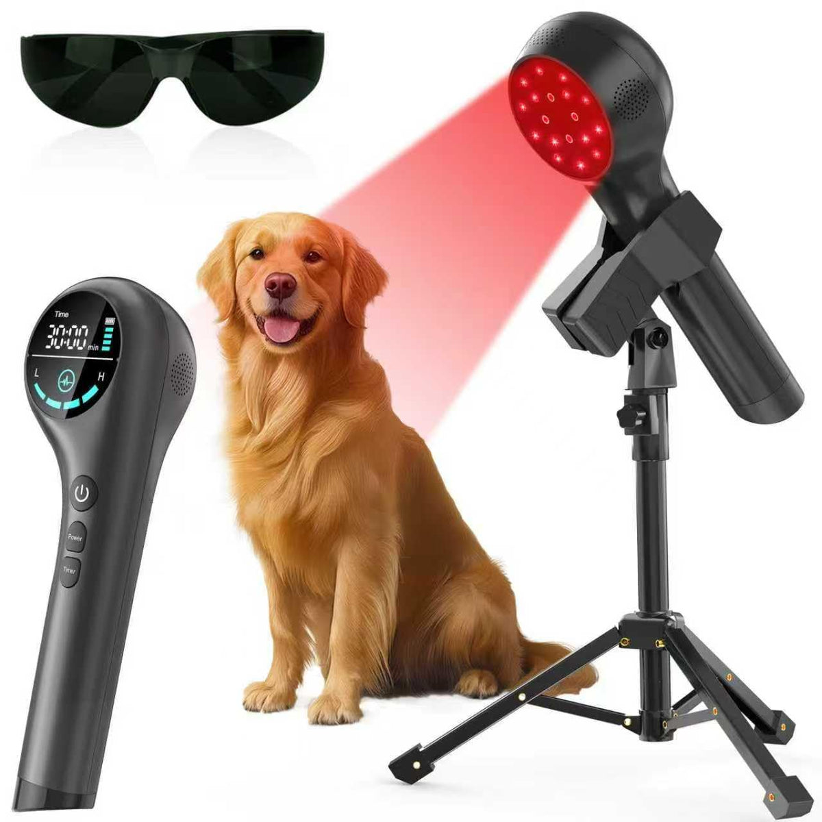 Red Light Therapy Device, 660/808nm Handheld Infrared Light Wand with Stand