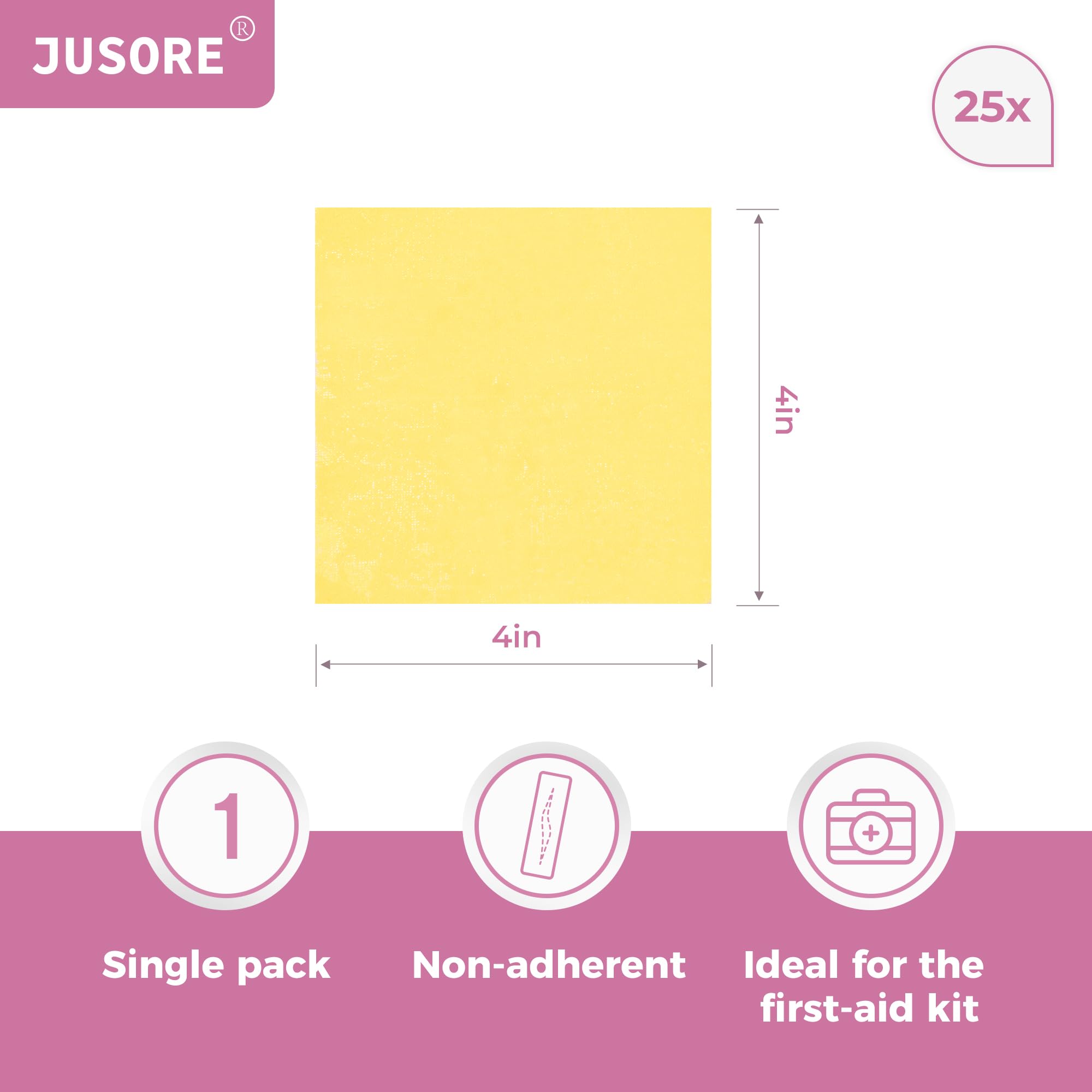 JUSORE Xeroform Petrolatum Dressing 4x4 - FSA-HSA, Non Stick Gauze Pads, Medical Soft Fine Mesh Gauze Patch for Wound Care, Burn