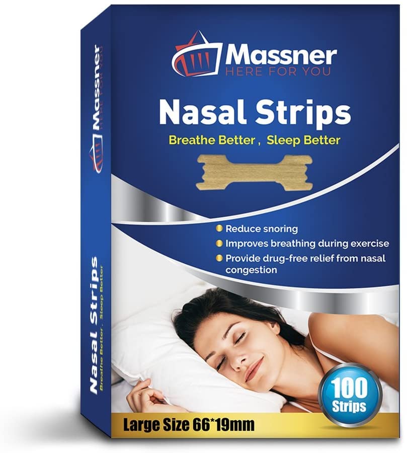 MASSNER Nasal Strips for Sleeping, Large 100 Pack - Perfect Nose Strips for Breathing and Snoring Solution - Best Anti Snoring S
