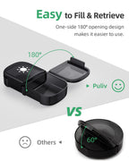 PULIV Extra Large Weekly Pill Organizer 2 Times a Day, One-Side Open Pill Box 7 Day for Easy Filling, Black Privacy Protection A