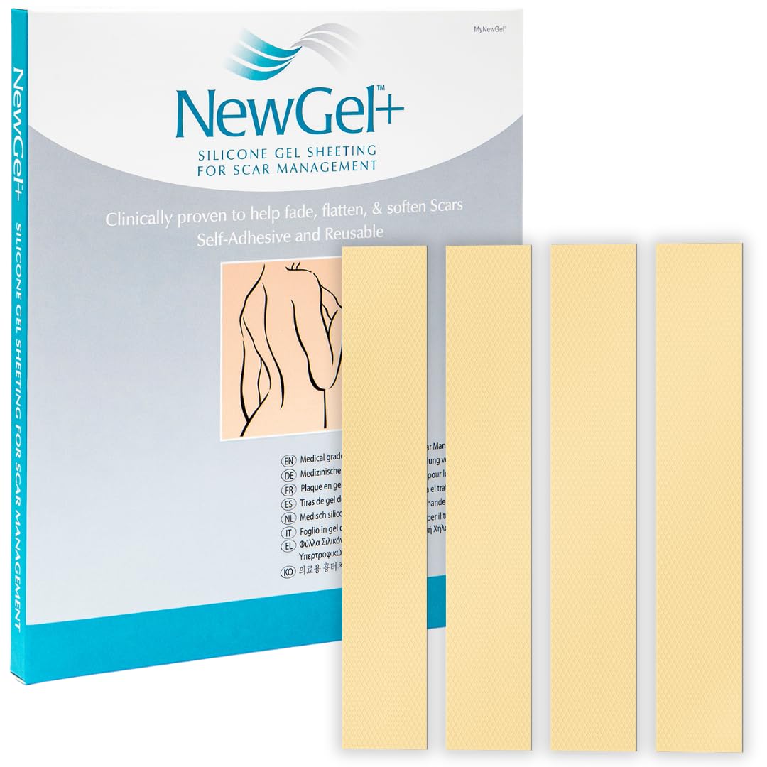 NewGel+ Advanced Silicone Scar Treatment Sheeting for OLD and NEW Scars, for Surgery, Injury, Keloids, C-Section, Burns, and Acn