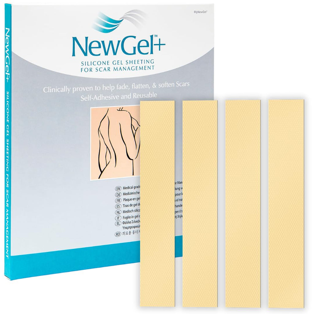 NewGel+ Advanced Silicone Scar Treatment Sheeting for OLD and NEW Scars, for Surgery, Injury, Keloids, C-Section, Burns, and Acn