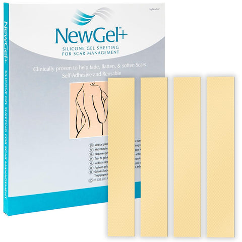 NewGel+ Advanced Silicone Scar Treatment Sheeting for OLD and NEW Scars, for Surgery, Injury, Keloids, C-Section, Burns, and Acn