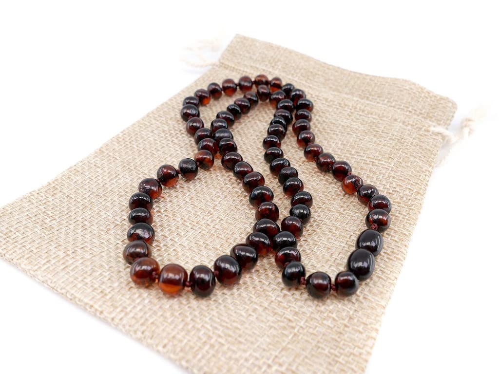 Baltic Amber Necklace for Adult - Natural Amber from Baltic Region, Genuine Baltic Amber (21.6, cherry)